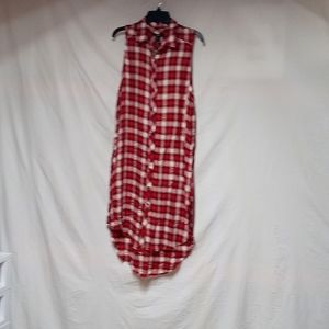 Forever 21 Plaid High Low Sleeveless Shirt Dress